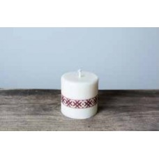Laureta Candles rapšu vaska svece cilndrs ar latvju zīmēm, 6cm